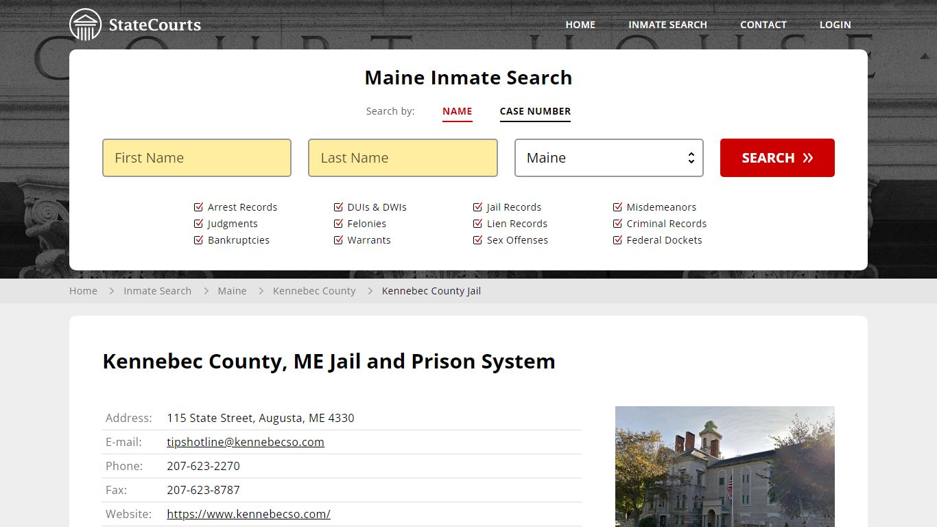Kennebec County Jail Inmate Records Search, Maine - StateCourts